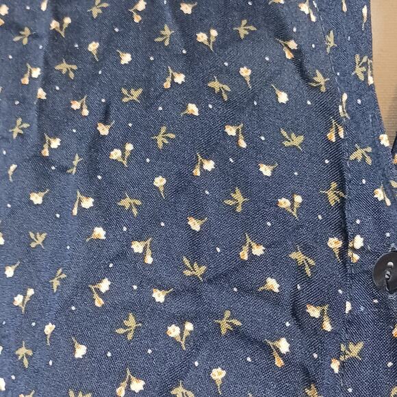 Route 66 Shirt Womens L Blue Floral Long Sleeve Button Up Shirt 100% Rayon - Picture 4 of 7